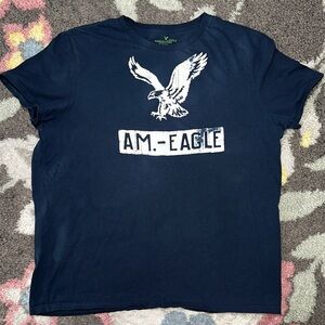 American Eagle Outfitters Navy Graphic Athletic Fit Tee